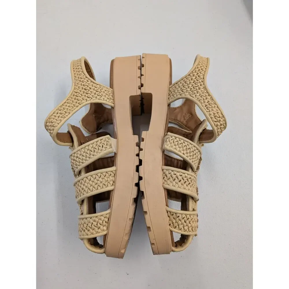 Art Class Girls Beige Woven Fisherman Sandals Platform Buckle Strap Size 6